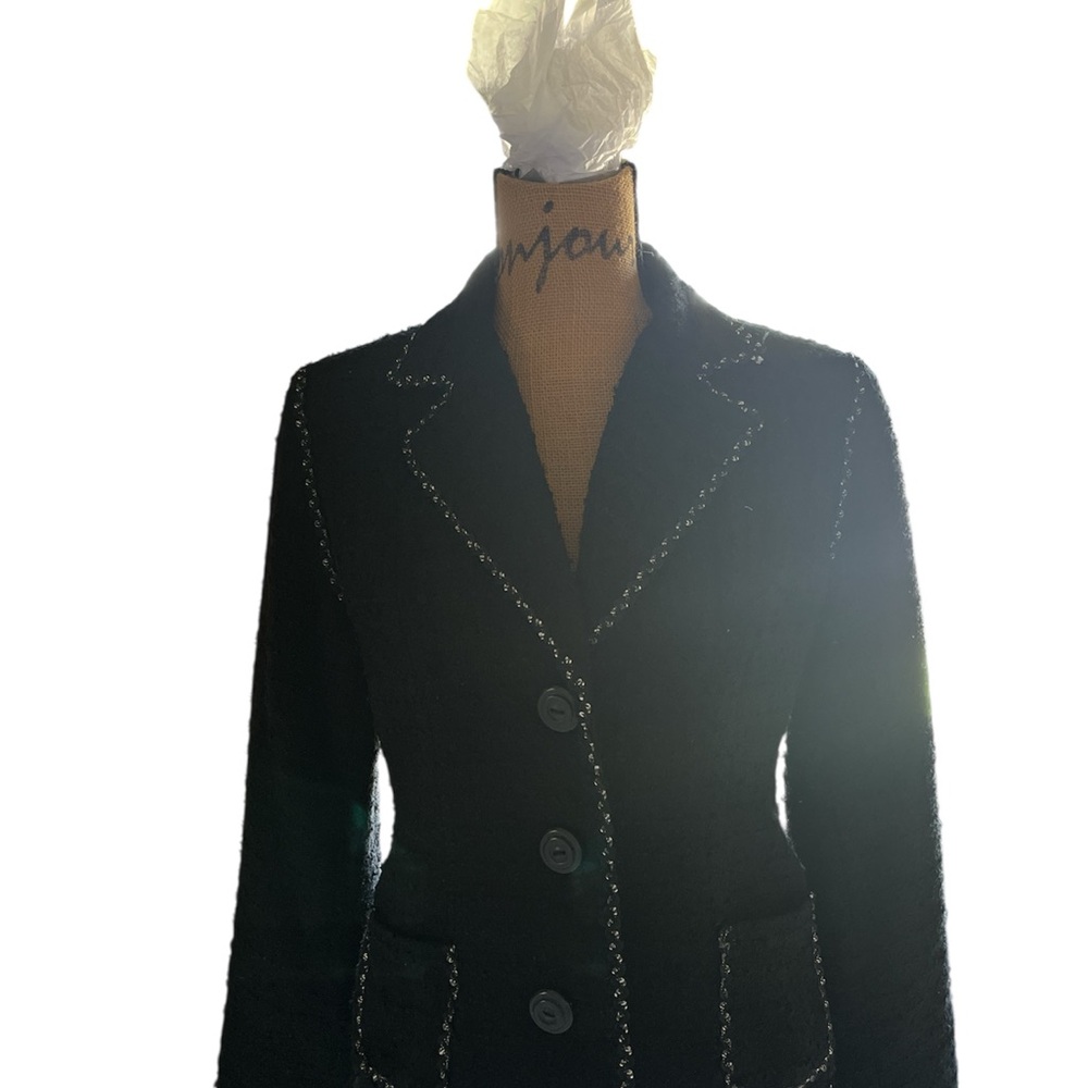 CAbi Black Tailored Blazer with Contrast Stitching